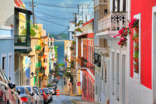 Beautiful typical traditional vibrant street in San Juan, Puerto Rico
 photo