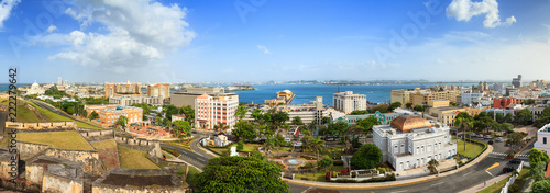 Beautiful panoramic view of the cityscape of San Juan, Puerto Rico, seen from San Cristobal