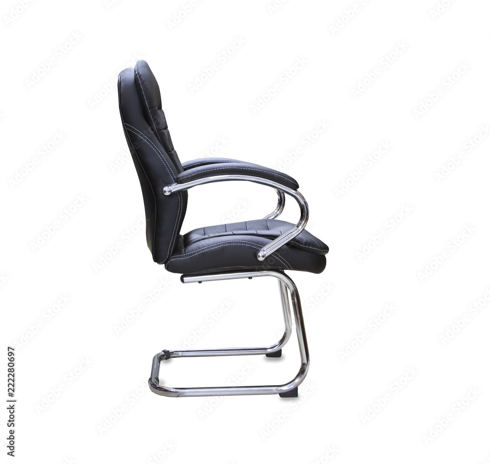 The profile view of office chair from black leather. Isolated The profile view of office chair from black leather. Isolated