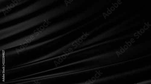 Black luxury cloth abstract background. Dark liquid wave or black wavy folds silk or satin background. Elegant wallpaper