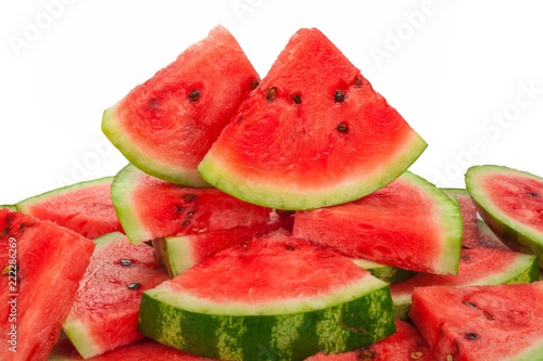 Close-Up of Pieces of Watermelon Isolated on White