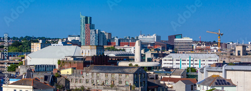 The skyline of the City Of Plymouth on a bright sunny day.