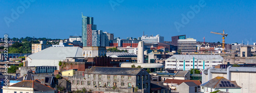 The skyline of the City Of Plymouth on a bright sunny day. photo
