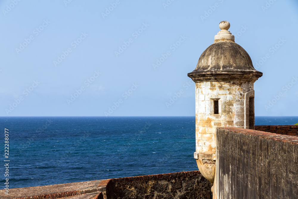 Beautiful sentry box (guerite) at fort San Felipe Del Morro in San Juan, Puerto Rico Beautiful sentry box (guerite) at fort San Felipe Del Morro in San Juan, Puerto Rico
