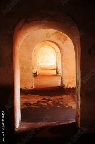 Beautiful abstract view of the different doorways in castillo Del Morro  Puerto Rico