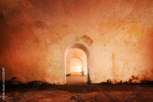 Beautiful abstract view of the different doorways in castillo Del Morro, Puerto Rico photo