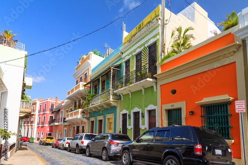 Beautiful typical traditional vibrant street in San Juan, Puerto Rico   © dennisvdwater