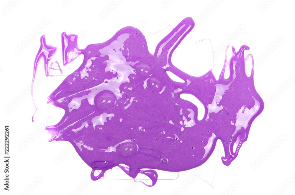 Purple sleaze puddle, slime isolated on white background, with clipping path, top view