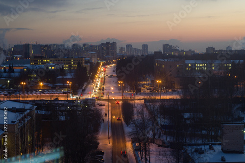 Night panorama town st Petersburg