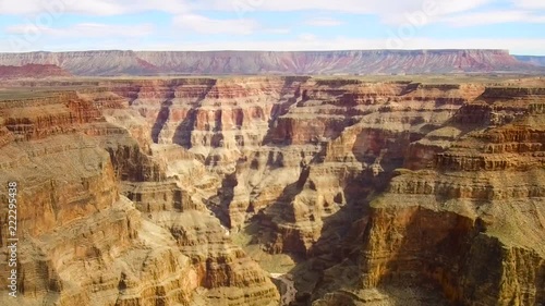 landscape and nature concept - aerial view of grand canyon channel from helicopter