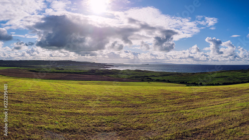 sunshine countryside in giant causeway,Northern Ireland