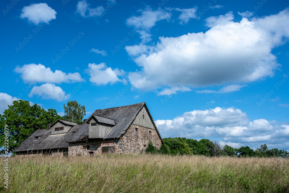 Deteriorated abandoned haunted old house.