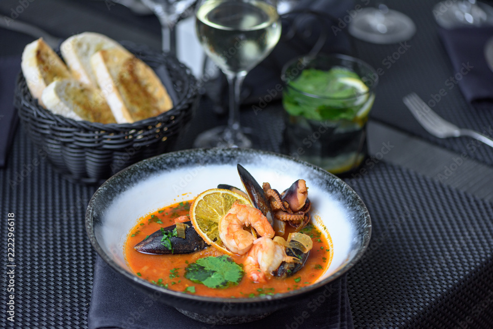 Delicious mediterranean seafood soup