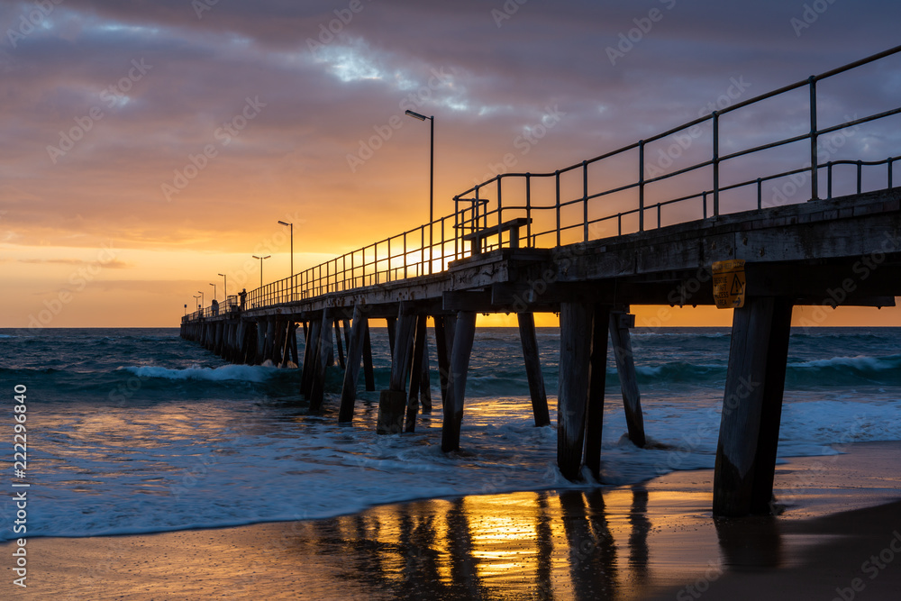 Sunset over the Jetty at Port Noarlunga South Australia on 12th September 2018