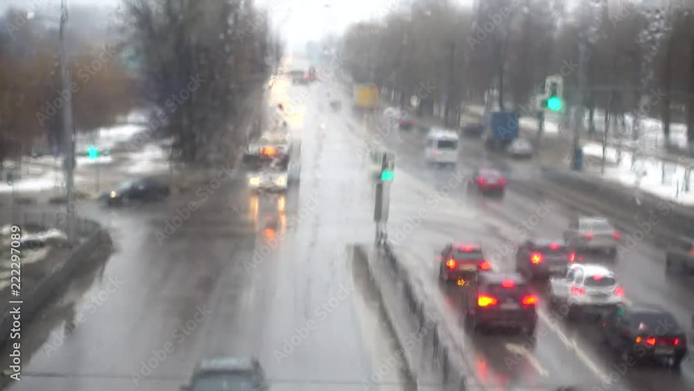 Winter highway. Traffic speed with blur and cars. Winter highway. Traffic speed with blur and cars.