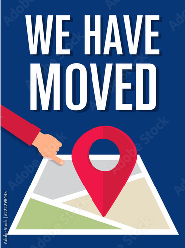 We have moved, changed address navigation, flat illustration vector