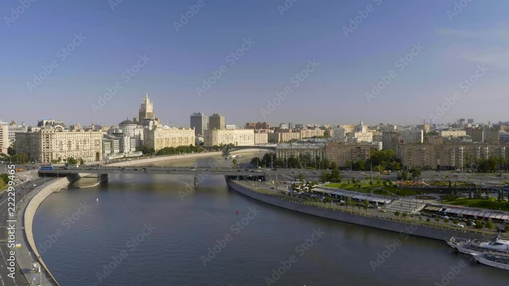 View of the Moscow river embankment time lapse View of the Moscow river embankment time lapse