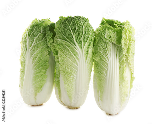 Fresh ripe cabbage on white background