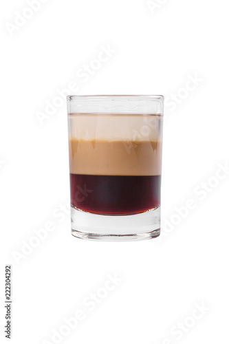 Shot of cocktail isolated white