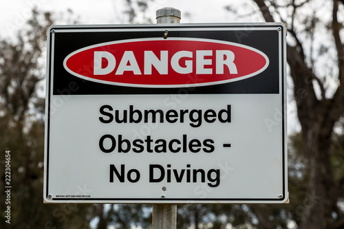 Submerged Obstacles No Diving Sign