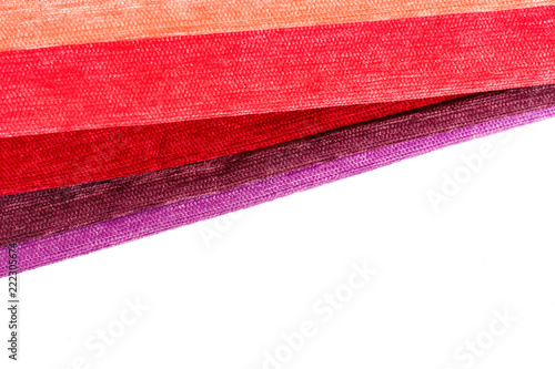 Bright collection of cloth close-up. Cloth background with copyspace