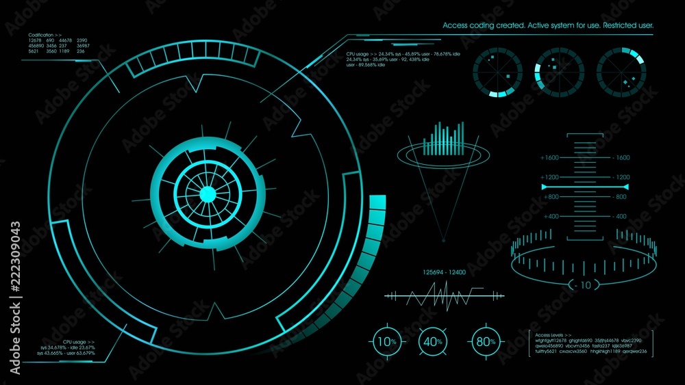 Futuristic hud user interface black. Vector illustration.