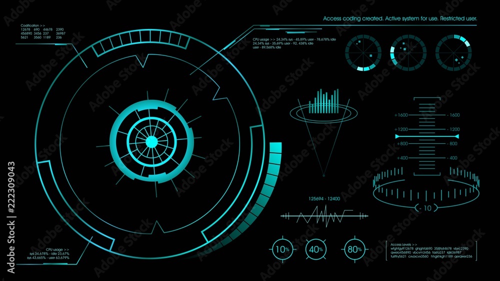 Futuristic hud user interface black. Vector illustration. Futuristic hud user interface black. Vector illustration.