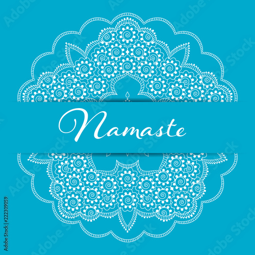 Flyer or brochure template with hand drawn mandala pattern. Yoga classes banner