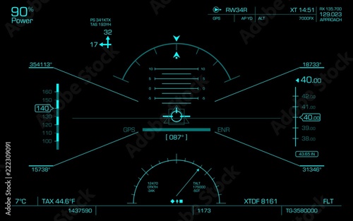 Concept of the HUD. Air navigation panel.