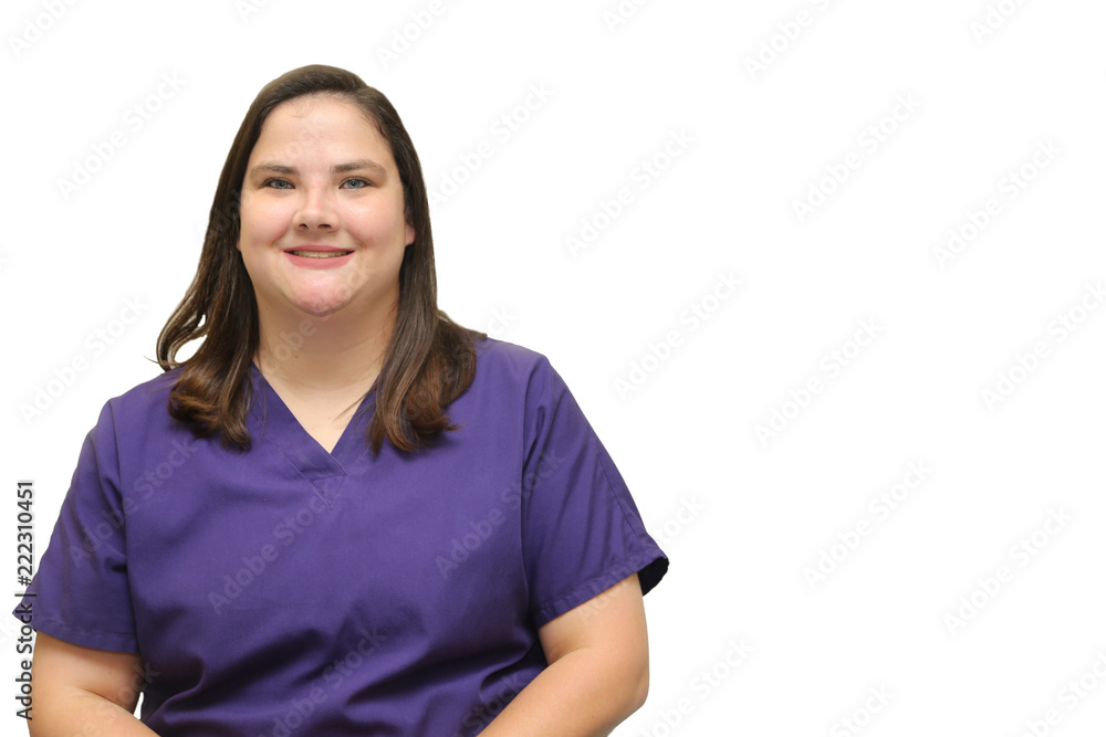 Portrait of an attractive plus sized woman, healthcare professional, woman nurse Portrait of an attractive plus sized woman, healthcare professional, woman nurse