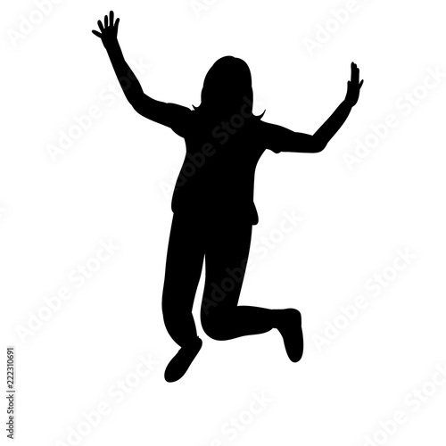 silhouette girl jumping