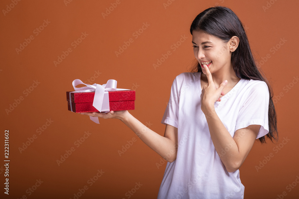 Young hipster girl got a gift. Young hipster girl got a gift.