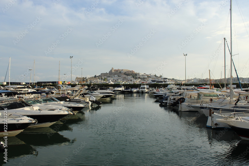 Ibiza harbour with the old town of Dalt vila in the background