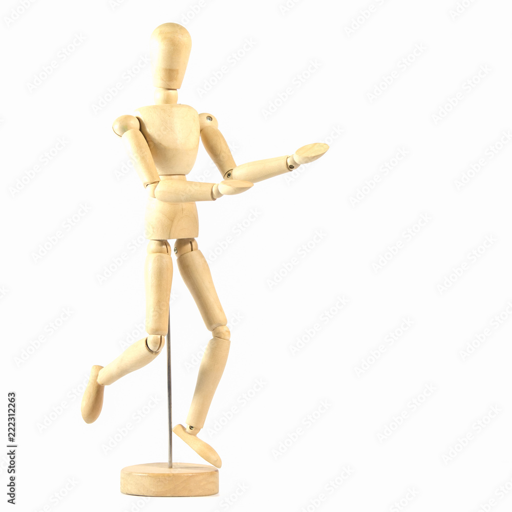 Robot wood Toys Yellow and white background Robot wood Toys Yellow and white background