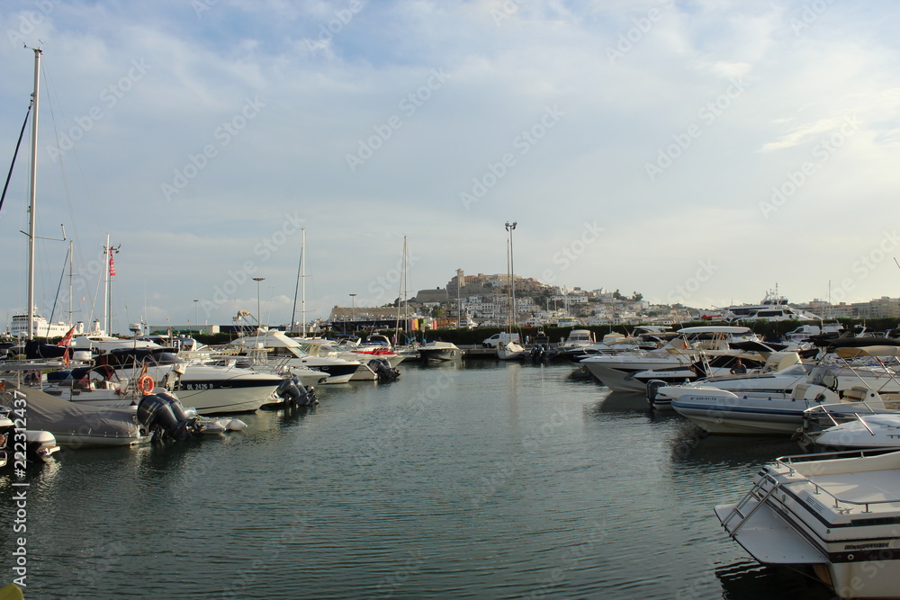 Ibiza harbour with the old town of Dalt vila in the background