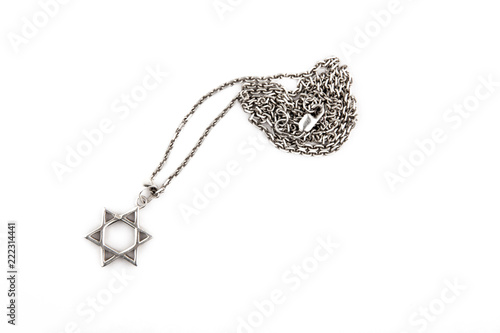 silver chain star white background 