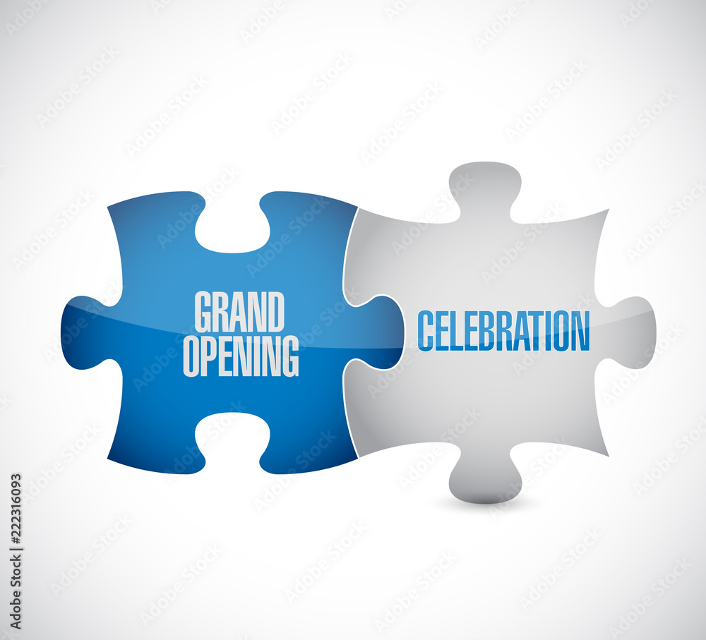 Grand opening celebration puzzle pieces message Grand opening celebration puzzle pieces message