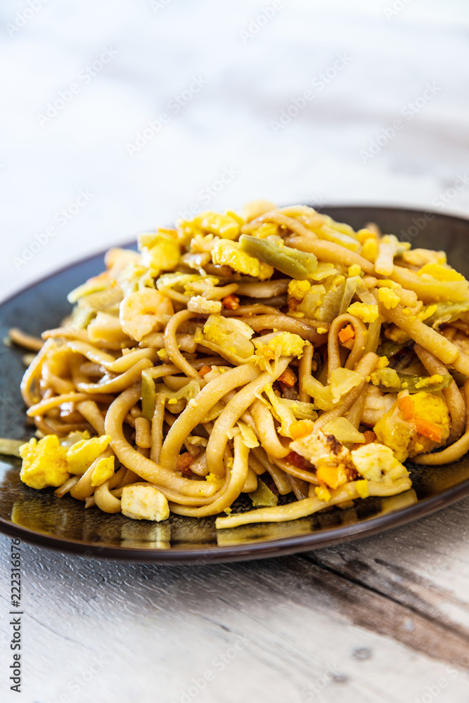 asian food fried noodle on the table asian food fried noodle on the table