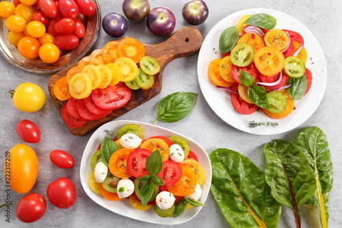 Salad of colorful tomatoes.