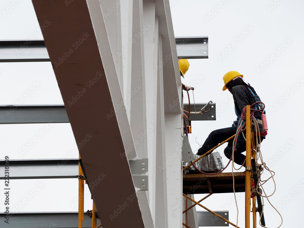 Man Working on the Working at height Man Working on the Working at height