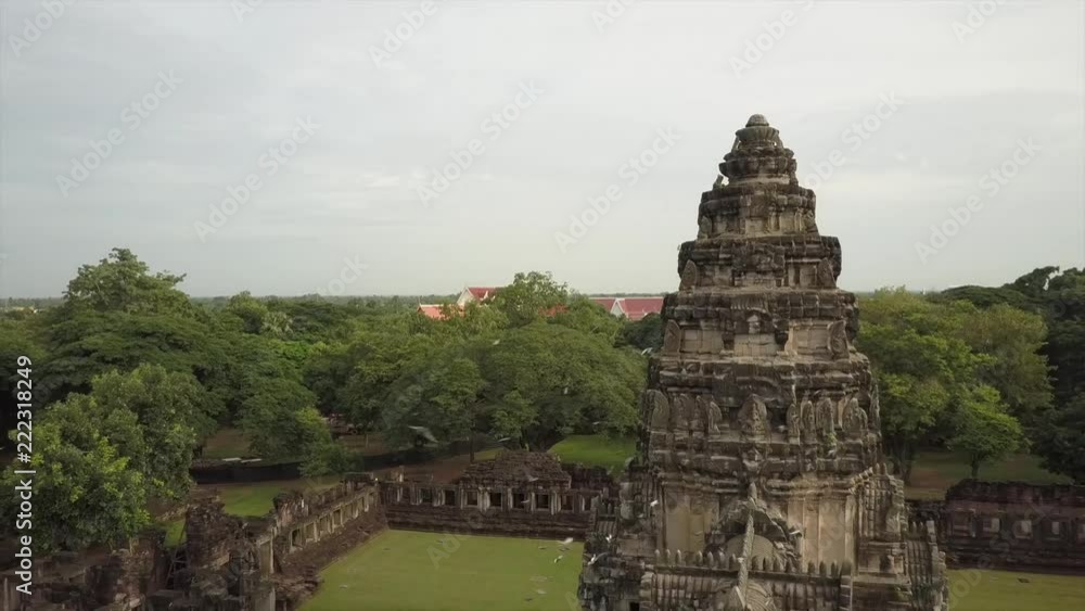 Khmer temples 4k drone shot Pigeon flying near this ancient site. Khmer temples 4k drone shot Pigeon flying near this ancient site.