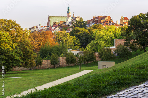 Warsaw Old Town - View from a Public Park with Autumn Colors