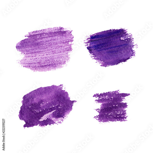 Lavender color brush strokes hand drawn background. Purple paint smear on white background. Lavender stain pastel collection. Valentines day brush strokes greeting cards design. Isolated 