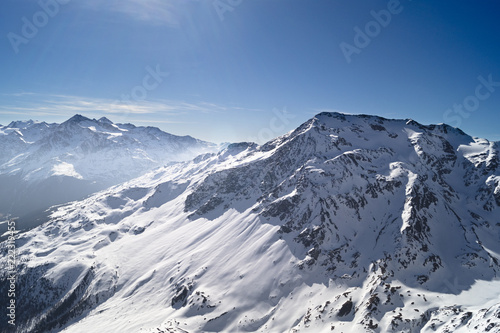 Mountain Alps panorama view from top of Bormio in italy