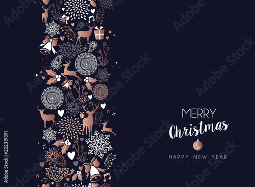 Christmas and New Year copper deer decoration card