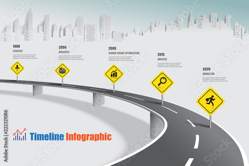 Business road map timeline infographic expressway concepts designed for abstract background template milestone diagram process technology digital marketing data presentation chart Vector illustration