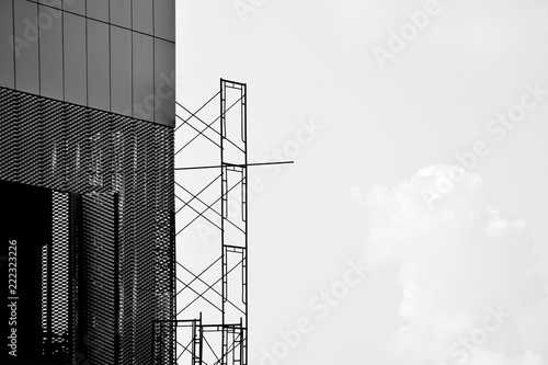 silhouette of scaffolding at modern building photo