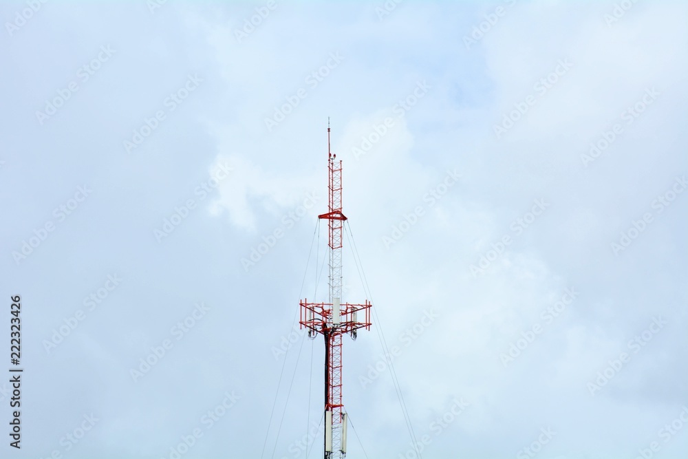 red and white telecommunication antenna - closeup