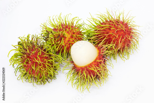 ripe rambutan fruit sweet delicious. isolated on a white background