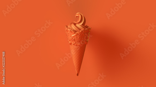 Orange Ice Cream with Orange Icing and Orange Sprinkles 3d illustration 3d render